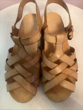 Woven Leather Slingback Sandals - Tan Dansko Tinley tan leather wedge sandal